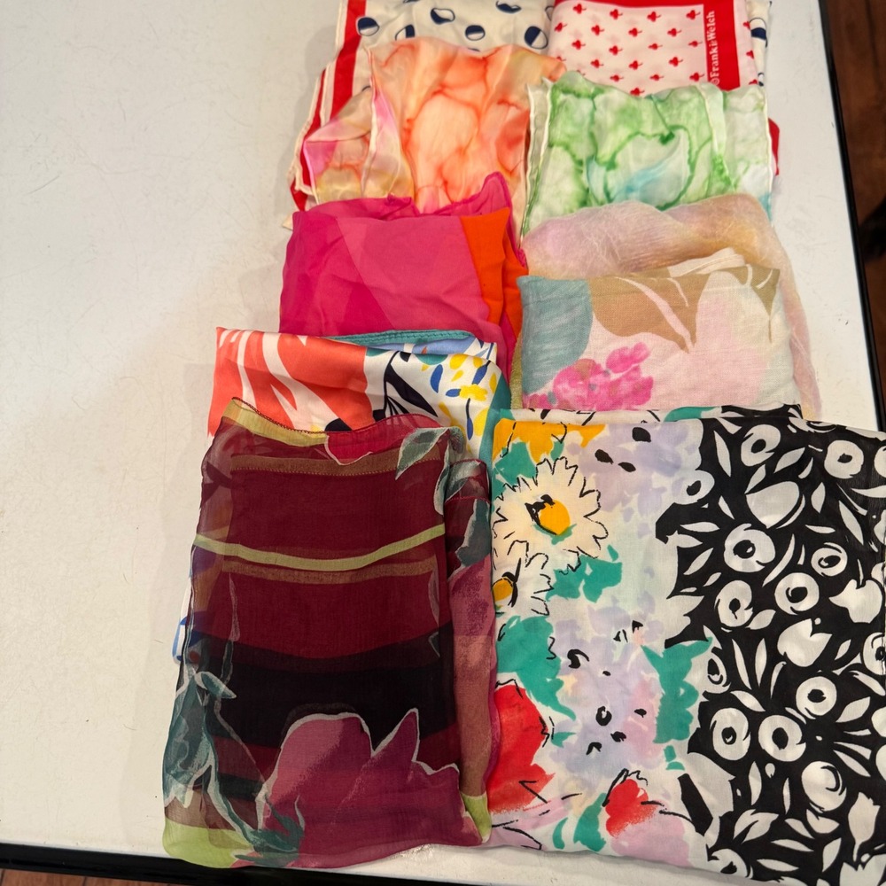 Estate sale Scarf Lot Women Small-Large Multicolor Vintage Floral Silk& poly